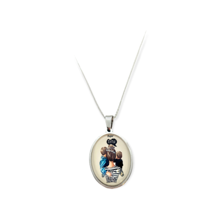 Necklace silver steel mother with boys1